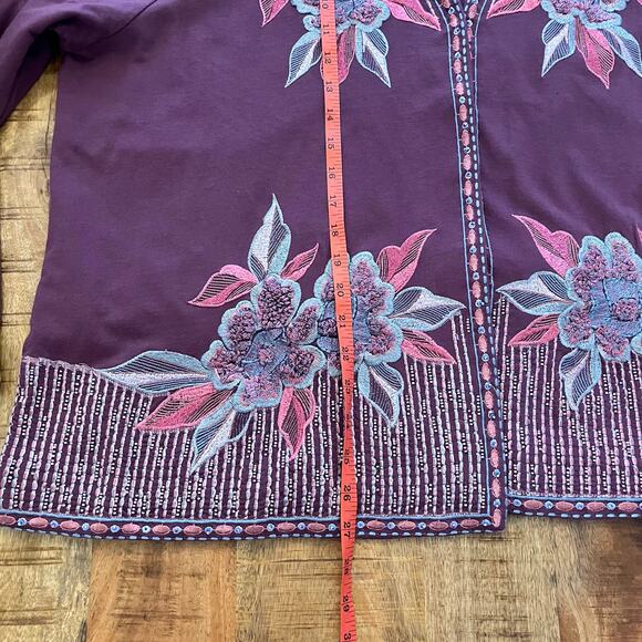Soft Surroundings Playa Embroidered Jacket 2X Floral Beaded Open Cardigan - Picture 15 of 15